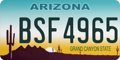 AZ license plate BSF4965
