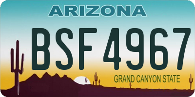 AZ license plate BSF4967