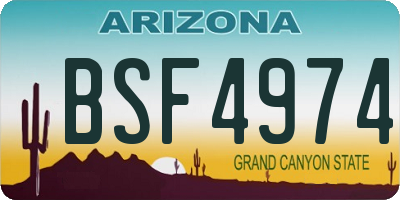 AZ license plate BSF4974
