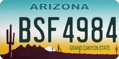 AZ license plate BSF4984