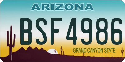 AZ license plate BSF4986