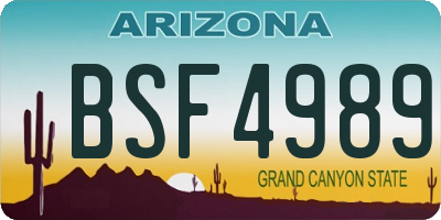 AZ license plate BSF4989