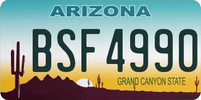 AZ license plate BSF4990
