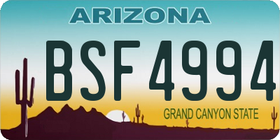 AZ license plate BSF4994