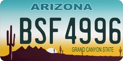 AZ license plate BSF4996