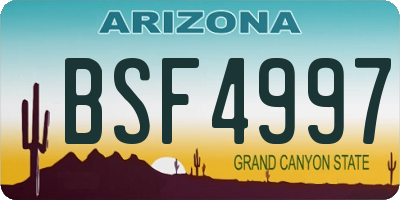 AZ license plate BSF4997