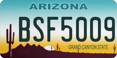 AZ license plate BSF5009