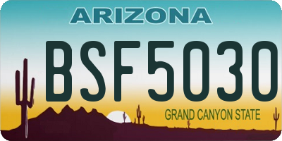 AZ license plate BSF5030