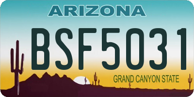 AZ license plate BSF5031