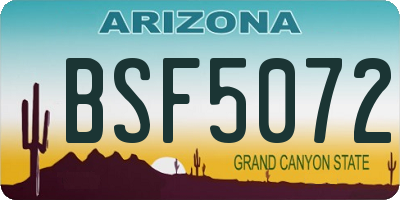 AZ license plate BSF5072