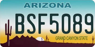 AZ license plate BSF5089