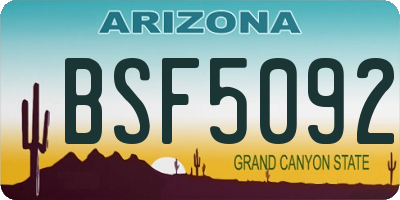 AZ license plate BSF5092
