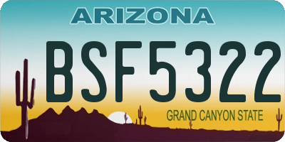 AZ license plate BSF5322