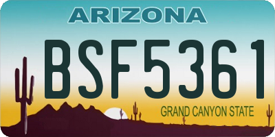 AZ license plate BSF5361