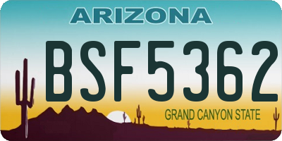 AZ license plate BSF5362