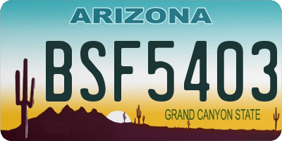 AZ license plate BSF5403