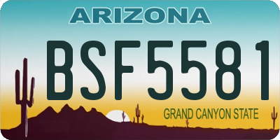 AZ license plate BSF5581