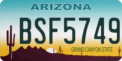 AZ license plate BSF5749