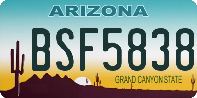 AZ license plate BSF5838