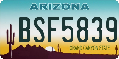 AZ license plate BSF5839