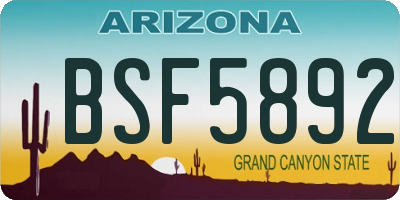 AZ license plate BSF5892