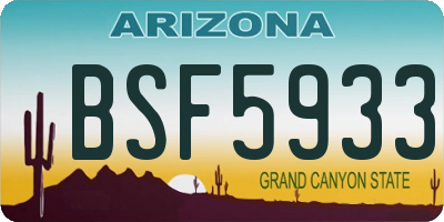 AZ license plate BSF5933