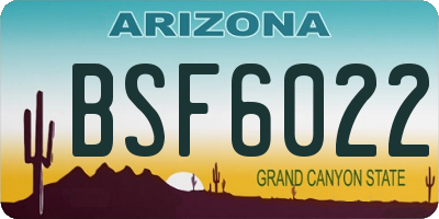 AZ license plate BSF6022