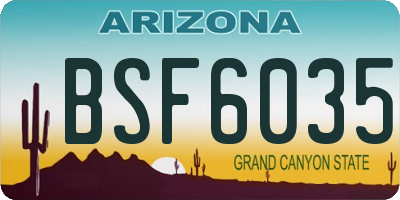 AZ license plate BSF6035