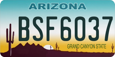 AZ license plate BSF6037
