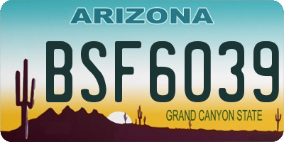 AZ license plate BSF6039