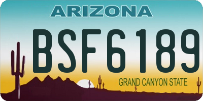 AZ license plate BSF6189