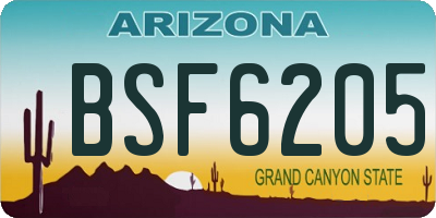 AZ license plate BSF6205