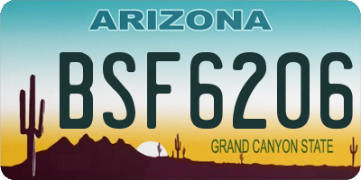 AZ license plate BSF6206