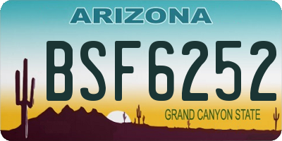 AZ license plate BSF6252
