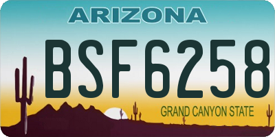 AZ license plate BSF6258