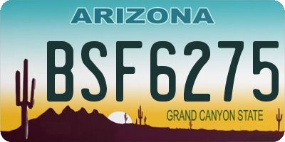 AZ license plate BSF6275