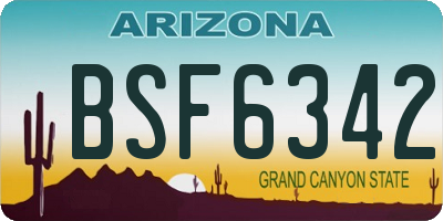 AZ license plate BSF6342