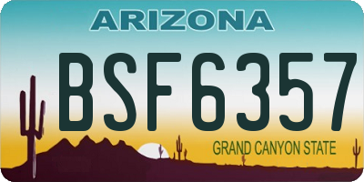 AZ license plate BSF6357
