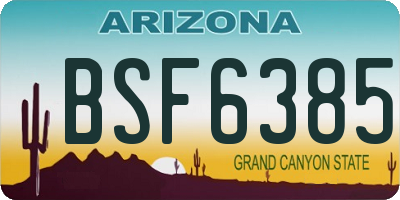 AZ license plate BSF6385