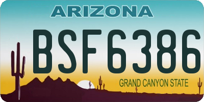 AZ license plate BSF6386
