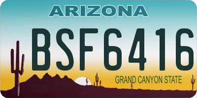 AZ license plate BSF6416