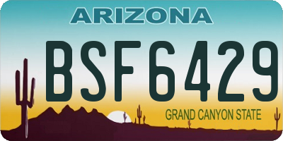 AZ license plate BSF6429