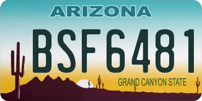 AZ license plate BSF6481