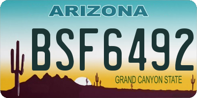 AZ license plate BSF6492
