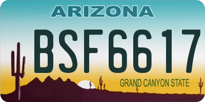 AZ license plate BSF6617