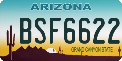 AZ license plate BSF6622