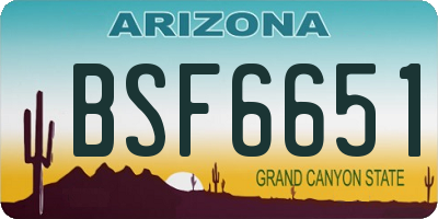 AZ license plate BSF6651