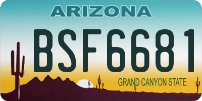 AZ license plate BSF6681