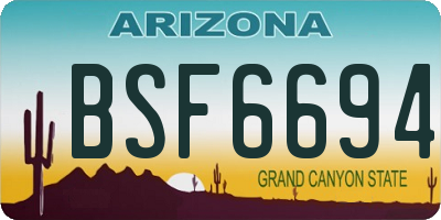 AZ license plate BSF6694