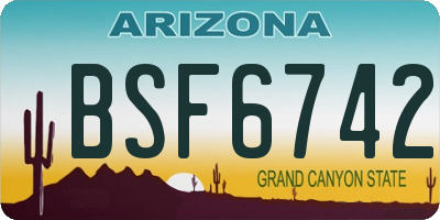 AZ license plate BSF6742
